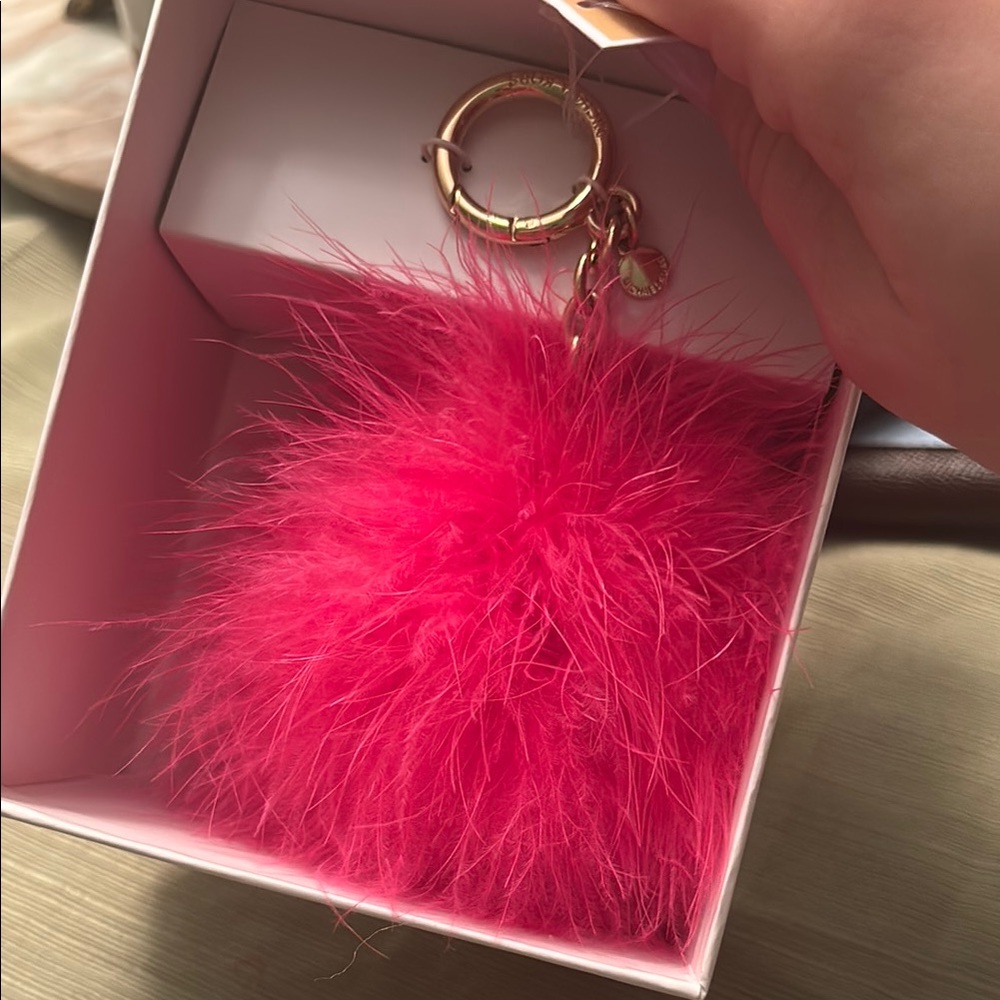 Fuzzy Pink Keychain Accessory